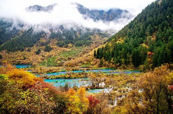 ทัวร์จีน เฉิงตู จิ่วจ้ายโกว 6 วัน 5 คืน ภูเขาสี่ดรุณี ธารน้ำแข็งต๋ากู่ บิน EU (CNX)