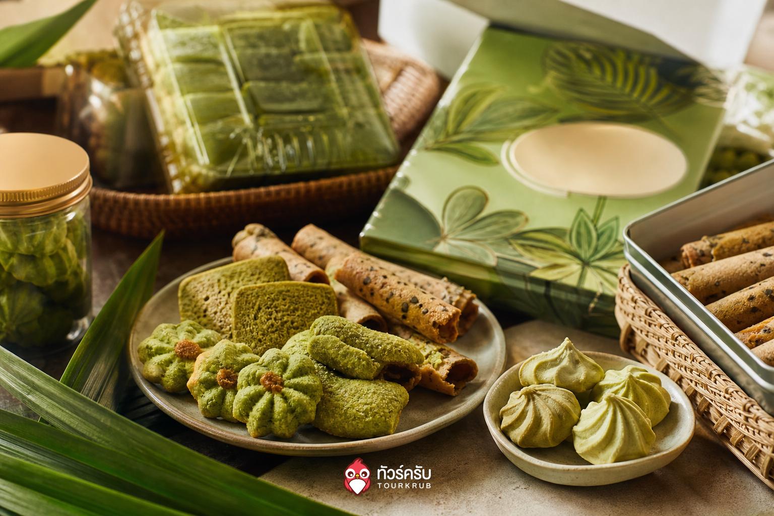 ของฝากสิงคโปร์ ขนมและคุกกี้รสใบเตย (Pandan Cookies and Snacks)